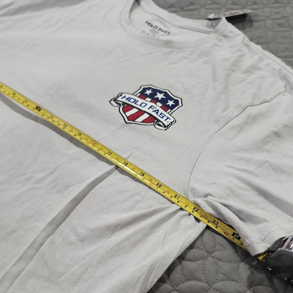 Light Gray Oversized Short Sleeve Tee with Black Crew Neck and Red Graphic - Picture 5 of 10